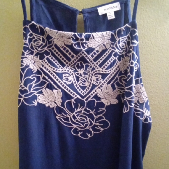 Womans L Eyeshadow Blue Embellished Camisole Relaxed Fit Summer Lightweight Flow - Picture 5 of 5